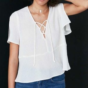 Kimchi Blue Lace Up Babydoll Blouse